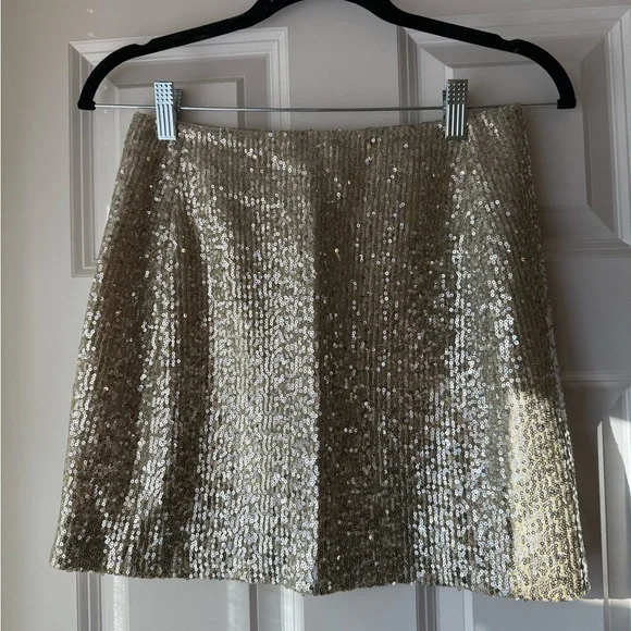 Sezane Malia Mini Skirt in Gold Sequins - Picture 5 of 7